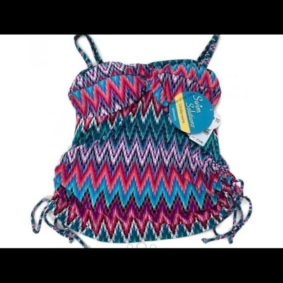 Swim solutions twister Bra printed  tankini Top - Picture 2 of 7
